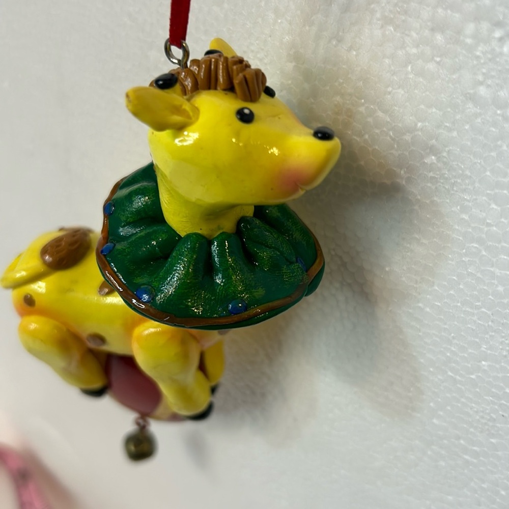 Vintage Colorful Circus Themed Giraffe Christmas Ornament - Picture 6 of 7
